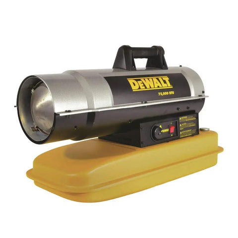 Rock Solid 50K Btu Forced Air Kerosene Heater For Job Sites And Workshops Portable Industrial Diesel Warmer With Recessed Controls and two-piece barrel.