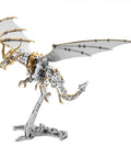 Pterosaur 3D Metal Puzzle Kit With 373 Piece Stainless Steel Mechanical Dragon For Adults Biomechanical Model STEM Build Gold Finish Collectible Gift For Builders, side view