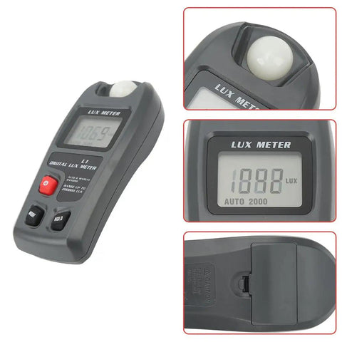 Plant Light Meter For Indoor Outdoor Grow And Photography With LCD Display Lux Illuminance Photometer Dope High Accuracy Readings For Plants Film And LED Grow Lights Easy To Use And Highly Reliable, gray handheld plastic