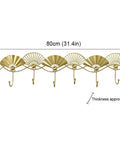 Heavy Duty Artisan Quality Golden Fan Shaped Wall Mount Coat Hook with 5 hooks, stylish iron design for entryway or office.