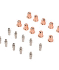Fabater Plasma Cutter Consumables 20 Pcs Electrode Tip Nozzle And Cup Kit featuring high hardness brass, includes 12 brass nozzles and 8 electrode tips.
