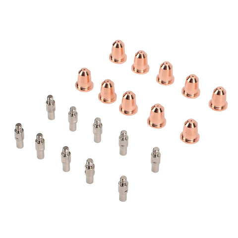 Fabater Plasma Cutter Consumables 20 Pcs Electrode Tip Nozzle And Cup Kit featuring high hardness brass, includes 12 brass nozzles and 8 electrode tips.