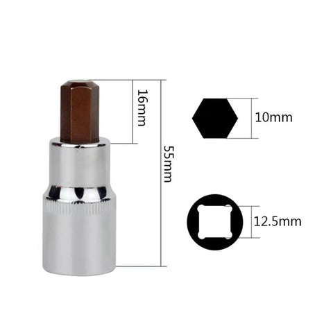 Solid Chrome Alloy Steel Hex Bit Socket Adapter Kit With 9x 1/2 Inch Drive Sockets Designed For Impact Wrenches And Heavy Duty Jobs To Get Your Tools Ready Fast, 16mm 10mm 12.5mm drive