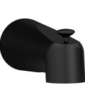 Dia Diverter Tub Spout Matte Black Brass Construction With Classic Pull Up Handle, Rust and Corrosion Resistant, front view.