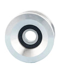 Heavy Duty U Channel Metal Pulley Wheel With Center Bearing 85 Mm Diameter For Lifting, Cable Guidance, And Line Routing, 20 Mm Center Bore Rigging Sheave, Easy Alignment And Safe Hoist Operation, front view