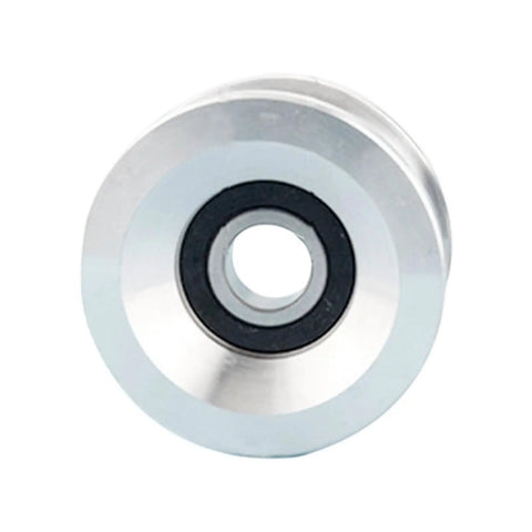 Heavy Duty U Channel Metal Pulley Wheel With Center Bearing 85 Mm Diameter For Lifting, Cable Guidance, And Line Routing, 20 Mm Center Bore Rigging Sheave, Easy Alignment And Safe Hoist Operation, front view