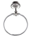 Vintage Pewter Sanzio Towel Ring Handcrafted In Lead-Free Pewter By American Artisans, detailed 6-inch bath accessory on wall