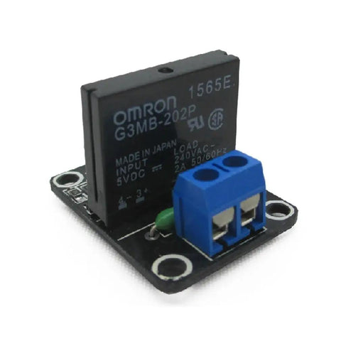 Four Pack High Level Solid State Relay Module With Built In Fuse For Smooth Dc Control And Ac 240V 2A Switching, view of relay with blue terminal.