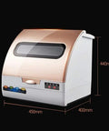 Compact Countertop Dishwasher Space Saving Mini Washer And Dryer With Smart Dual Cycle Controls Apartments Homes side view showing dimensions.