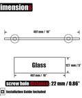 Dimensions diagram for Gold Brushed Stainless Steel Glass Shelf For Bathroom 16x5 Inch Tempered Glass Shower Storage Model TGS101-BG.