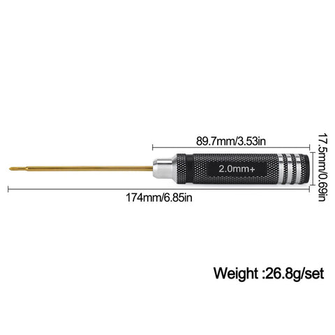 Precision 2.0Mm Phillips Screwdriver And 3.0Mm Nut Driver Set For 1 30 Scale RC Crawlers displayed with dimensions and weight.