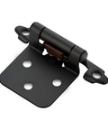 Matte Black Self-Closing Cabinet Hinges for Kitchen Cabinets, 1/2 Inch Overlay, semi-concealed face frame, surface mount hinge close-up