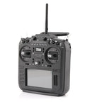 Carbon Fiber RC Transmitter With Hall Gimbals And EdgeTX OpenTX Support, 2.4GHz 16 Channel Radio, front view showcasing controls and screen.