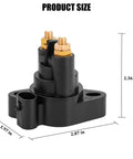Built Like A Tank 12 Volt Car Start Solenoid Relay Durable Two Terminal Starter Switch, showing dimensions and design.