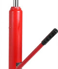 Red 8-ton long-ram hydraulic jack with clevis base and side handle