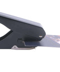 Heavy Duty Handheld Slot Punch For PVC ID Cards And Badges, Adjustable Card Depth, rust resistant metal punch showing side view operation