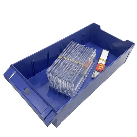 Blue drawer from 30 Drawer Tool Storage Cabinet For Bolts And Nuts Heavy Duty Steel Hardware Organizer Craft Parts Cabinet with tags and markers