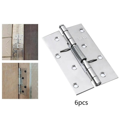 Set Of Six Self Closing Spring Door Hinges Heavy Duty 4 Inch Spring Loaded Door Hardware stainless steel with installation examples