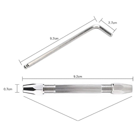 Eyewear Screw Extractor Tool Set For Eyeglasses And Sunglasses Repair Broken Screw Removal Puller With 2 Precision Drill Bits Pro Grade DIY Fixes Kit For Tiny Screws And Everyday Eyewear, showing handle and drill bit with measurements.