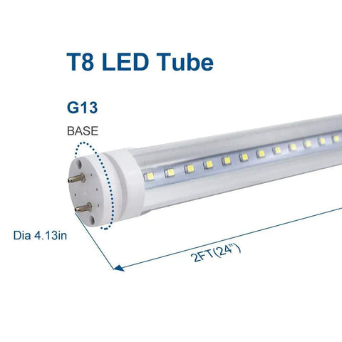 2Ft LED T8 Tube Ballast Bypass Daylight 5000K Dual End Lighting 1000 Lumens 10W 24W Fluorescent Replacement Clear Cover AC 85 265V Energy Saving For Garage Basement Workbench 4 Pack