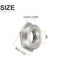 Side view of M4 X 0.7 Self Clinching Standoff Nuts 25 Pack For Construction Industry Carbon Steel Passivation, showing dimensions.