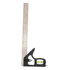 Heavy Duty 12 Inch Combination Square With 45 And 90 Degree Markings Scriber Level And Spring Loaded Bolt For Carpentry Woodworking And Metalworking Built Tough For Pros, upright view