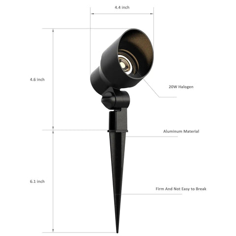 Low Voltage Landscape Spotlight Kit With 20W Halogen Bulbs 12V AC Outdoor Black Lights weatherproof spotlight with dimensions