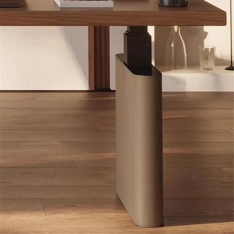 Premium Walnut Electric Standing Desk With Effortless Height Adjustment And Nifty USB Charging Ports For A Rock Solid Home Office Setup That Is A Total Game Changer For Your Daily Grind, showcasing a stylish beige leg detail.
