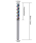1/8 Inch Carbide Square End Mill For Aluminum And Copper, 3 Flute, DLC Coating CNC Router Bits, 3.175mm Diameter, 17mm Length