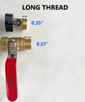 Heavy Duty Brass Garden Hose Shut Off Valve, 3/4 Inch GHT Thread, Long Handle For Easy Turn, valve with measurements