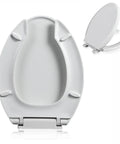 Heavy Duty Commercial Open Front Toilet Seat With Slick Soft Close Lid and White Elongated Plastic Cover 18.1x14.2in