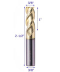 Pro Grade Solid Carbide End Mill Set For Aluminum 5 Pcs One Eighth To Three Eighths Inch ZRN Coated 3 Flute 37 Degree Helix HRC55 CNC