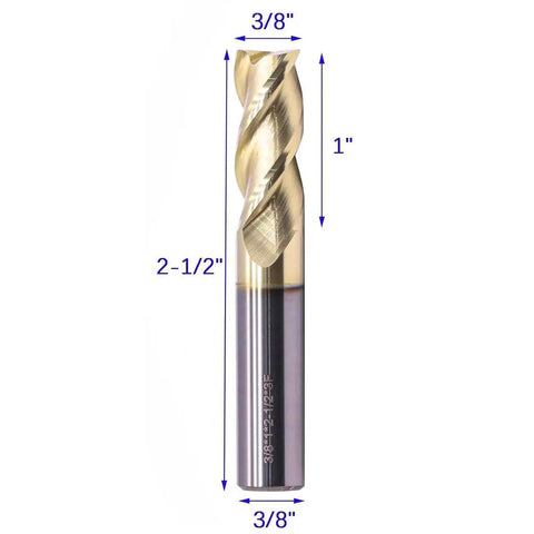 Pro Grade Solid Carbide End Mill Set For Aluminum 5 Pcs One Eighth To Three Eighths Inch ZRN Coated 3 Flute 37 Degree Helix HRC55 CNC