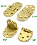 Top Tier 4 Piece Solid Brass Butler Tray Hinges That Flip Smooth And Hold Fast For Folding Tables And Sewing Machine Stands Heavy Duty Rust Resistant Furniture Hardware Kit With Screws showcasing various angles.