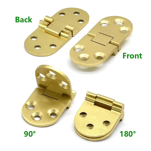 Top Tier 4 Piece Solid Brass Butler Tray Hinges That Flip Smooth And Hold Fast For Folding Tables And Sewing Machine Stands Heavy Duty Rust Resistant Furniture Hardware Kit With Screws showcasing various angles.