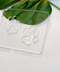 Badass Double Paw Print Router Template For Heavy Duty Woodworking Resin Inlay Cavities Clear Quarter Inch Acrylic Stencil Tracing Guide on leaves.
