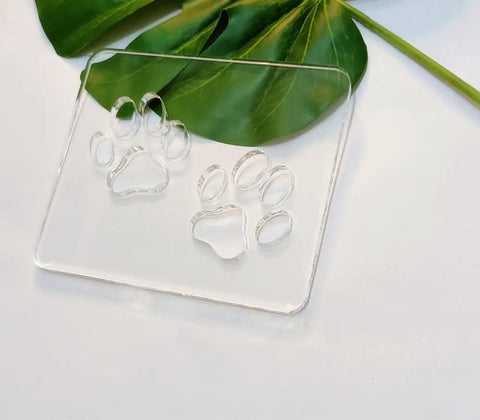 Badass Double Paw Print Router Template For Heavy Duty Woodworking Resin Inlay Cavities Clear Quarter Inch Acrylic Stencil Tracing Guide on leaves.