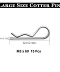 Heavy Duty Hitch Pins R Clips Cotter Pins Set For Secure Locking In Hitch Pin Systems, Zinc Plated Hairpin, M3 x 60mm, 15 Pcs