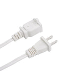 10 Foot Polarized Two Prong Power Cord With Two Outlet Extension Cable NEMA 1-15P To 1-15R 10A 125V White Indoor Use For Small Appliances ETL Listed Safe And Reliable