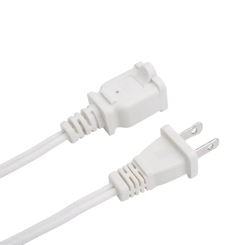 10 Foot Polarized Two Prong Power Cord With Two Outlet Extension Cable NEMA 1-15P To 1-15R 10A 125V White Indoor Use For Small Appliances ETL Listed Safe And Reliable