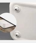 Four Pack Universal Self Adhesive Ball Casters For Heavy Storage Bins And Plastic Tubs Silent Swivel Furniture Glides on a white container