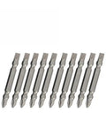 Pro Grade Double Head Magnetic Screwdriver Bits in S2 Steel PH2 and Slotted Heads, 10-pack