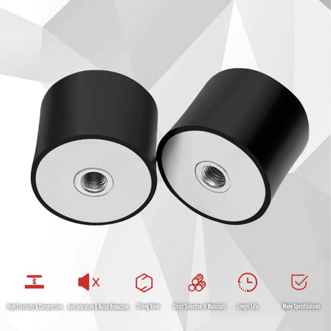 2 Pack M6 Rubber Vibration Isolators 20x25mm Female Thread Vibe Dampers Anti Vibration Mounts For Mini Split Heat Pumps, Water Pumps, Diesel Engines, Harvester, Generator, black rubber pair