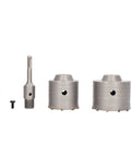 Heavy Duty 5 Pc Concrete Hole Saw Set With Yg8 Alloy Cutters And 45 Steel Core Drill Bits For Masonry Brick Wall Openings Up To 65 Or 80 Mm Wide Holes In Cement. 65mm and 80mm bits with shank and adapter.