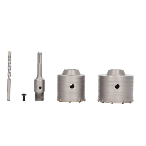 Heavy Duty Semme 5 Pcs Concrete Hole Saw Set With Yg8 Alloy Drill Bits For Masonry Stones Bricks Wall Cutting Featuring Laser Welded Carbide Tips And Super Durable Power That Keeps It Real Smooth Any Job, 65mm and 80mm heads with shank rod