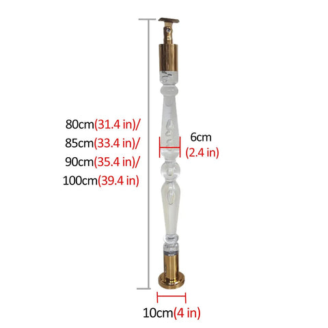 Heavy Duty Clear Acrylic Railing Posts And Balustrade Spindles For Decks Patios And Pools With Ground Mount Screw Kits, 80cm size
