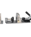 Top Tier Aluminum Alloy Pocket Hole Jig Kit With Precision Step Drill And Adjustable Depth Stop For Flawless Wood Joinery and No Fuss Weekend Diy Craftsman Work side view showing depth stop and clamping lever.