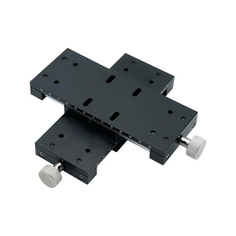 40mm and 60mm XY Axis Manual Motion Stage with Cross Sliding Table and Stainless Steel Triangular Screw for CNC Precision Bidirectional Positioning and Rock Solid Linear Motion Component, top view.