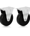 2 Pack 3 Inch Rubber Caster Wheels Heavy Duty Fixed Black Casters With Rigid Non Swivel Top Plate For Furniture And Shelving