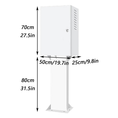 Heavy Duty EV Charger Cover Wall Mounted Rainproof Galvanized Steel Shield dimensions 70cm x 50cm x 25cm for indoor outdoor use.